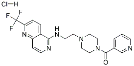 N-(2-[4-(PYRIDIN-3-YLCARBONYL)PIPERAZIN-1-YL]ETHYL)-2-(TRIFLUOROMETHYL)-1,6-NAPHTHYRIDIN-5-AMINE HYDROCHLORIDE Struktur