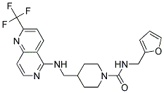 N-(2-FURYLMETHYL)-4-(([2-(TRIFLUOROMETHYL)-1,6-NAPHTHYRIDIN-5-YL]AMINO)METHYL)PIPERIDINE-1-CARBOXAMIDE Struktur