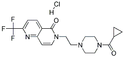 6-(2-[4-(CYCLOPROPYLCARBONYL)PIPERAZIN-1-YL]ETHYL)-2-(TRIFLUOROMETHYL)-1,6-NAPHTHYRIDIN-5(6H)-ONE HYDROCHLORIDE Struktur