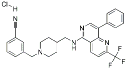 3-([4-(([8-PHENYL-2-(TRIFLUOROMETHYL)-1,6-NAPHTHYRIDIN-5-YL]AMINO)METHYL)PIPERIDIN-1-YL]METHYL)BENZONITRILE HYDROCHLORIDE Struktur