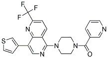 5-[4-(PYRIDIN-3-YLCARBONYL)PIPERAZIN-1-YL]-8-(3-THIENYL)-2-(TRIFLUOROMETHYL)-1,6-NAPHTHYRIDINE Struktur