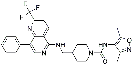 N-(3,5-DIMETHYLISOXAZOL-4-YL)-4-(([8-PHENYL-2-(TRIFLUOROMETHYL)-1,6-NAPHTHYRIDIN-5-YL]AMINO)METHYL)PIPERIDINE-1-CARBOXAMIDE Struktur