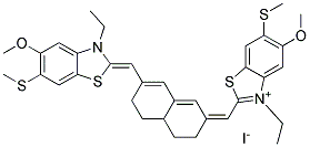 3-ETHYL-2-([7-([3-ETHYL-5-METHOXY-6-(METHYLSULFANYL)-1,3-BENZOTHIAZOL-2(3H)-YLIDENE]METHYL)-4,4A,5,6-TETRAHYDRO-2(3H)-NAPHTHALENYLIDENE]METHYL)-5-METHOXY-6-(METHYLSULFANYL)-1,3-BENZOTHIAZOL-3-IUM IODIDE Struktur