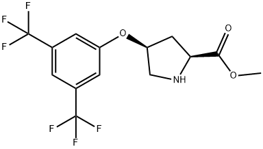 METHYL (2S,4S)-4-[3,5-BIS(TRIFLUOROMETHYL)-PHENOXY]-2-PYRROLIDINECARBOXYLATE Struktur