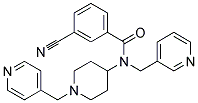 3-CYANO-N-(PYRIDIN-3-YLMETHYL)-N-[1-(PYRIDIN-4-YLMETHYL)PIPERIDIN-4-YL]BENZAMIDE Struktur