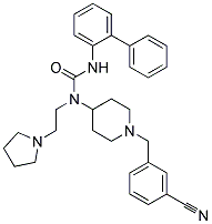 N'-BIPHENYL-2-YL-N-[1-(3-CYANOBENZYL)PIPERIDIN-4-YL]-N-(2-PYRROLIDIN-1-YLETHYL)UREA Struktur