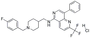 N-([1-(4-FLUOROBENZYL)PIPERIDIN-4-YL]METHYL)-8-PHENYL-2-(TRIFLUOROMETHYL)-1,6-NAPHTHYRIDIN-5-AMINE HYDROCHLORIDE Struktur