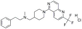 N-METHYL-2-PHENYL-N-((1-[2-(TRIFLUOROMETHYL)-1,6-NAPHTHYRIDIN-5-YL]PIPERIDIN-4-YL)METHYL)ETHANAMINE HYDROCHLORIDE Struktur