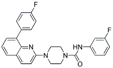 N-(3-FLUOROPHENYL)-4-[8-(4-FLUOROPHENYL)QUINOLIN-2-YL]PIPERAZINE-1-CARBOXAMIDE Struktur