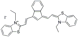 3-ETHYL-2-[(E)-2-(1-((Z)-2-[3-ETHYL-1,3-BENZOTHIAZOL-2(3H)-YLIDENE]ETHYLIDENE)-1H-INDEN-3-YL)ETHENYL]-1,3-BENZOTHIAZOL-3-IUM IODIDE Struktur