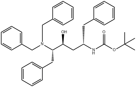 (2S,3S,5S)-2-(N,N-DIBENZYLAMINO)-3-HYDROXY-5-(TERT-BUTYLOXYCARBONYLAMINO)-1,6-DIPHENYLHEXANE Struktur