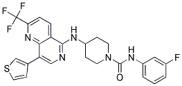 N-(3-FLUOROPHENYL)-4-([8-(3-THIENYL)-2-(TRIFLUOROMETHYL)-1,6-NAPHTHYRIDIN-5-YL]AMINO)PIPERIDINE-1-CARBOXAMIDE Struktur