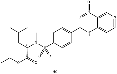 N-(4-([[(1S)-1-(ETHOXYCARBONYL)-3-METHYLBUTYL](METHYL)AMINO]SULFONYL)BENZYL)-3-NITRO-4-PYRIDINAMINIUM CHLORIDE Struktur