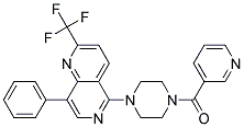 8-PHENYL-5-[4-(PYRIDIN-3-YLCARBONYL)PIPERAZIN-1-YL]-2-(TRIFLUOROMETHYL)-1,6-NAPHTHYRIDINE Struktur