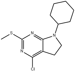 4-CHLORO-7-CYCLOHEXYL-6,7-DIHYDRO-2-(METHYLTHIO)-(5H)-PYRROLO[2,3-D]PYRIMIDINE Struktur