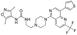 N-(3,5-DIMETHYLISOXAZOL-4-YL)-N'-(2-(4-[8-(3-THIENYL)-2-(TRIFLUOROMETHYL)-1,6-NAPHTHYRIDIN-5-YL]PIPERAZIN-1-YL)ETHYL)UREA Struktur