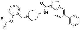 N-(1-[2-(DIFLUOROMETHOXY)BENZYL]PIPERIDIN-4-YL)-5-PHENYLINDOLINE-1-CARBOXAMIDE Struktur