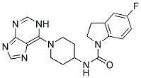 5-FLUORO-N-[1-(1H-PURIN-6-YL)PIPERIDIN-4-YL]INDOLINE-1-CARBOXAMIDE Struktur