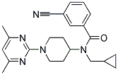 3-CYANO-N-(CYCLOPROPYLMETHYL)-N-[1-(4,6-DIMETHYLPYRIMIDIN-2-YL)PIPERIDIN-4-YL]BENZAMIDE Struktur