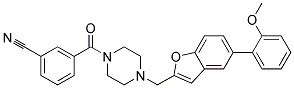 3-[(4-([5-(2-METHOXYPHENYL)-1-BENZOFURAN-2-YL]METHYL)PIPERAZIN-1-YL)CARBONYL]BENZONITRILE Struktur