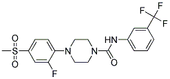 4-[2-FLUORO-4-(METHYLSULFONYL)PHENYL]-N-[3-(TRIFLUOROMETHYL)PHENYL]PIPERAZINE-1-CARBOXAMIDE Struktur