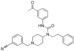 N'-(3-ACETYLPHENYL)-N-[1-(3-CYANOBENZYL)PIPERIDIN-4-YL]-N-(2-PHENYLETHYL)UREA Struktur