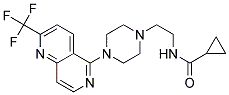 N-(2-(4-[2-(TRIFLUOROMETHYL)-1,6-NAPHTHYRIDIN-5-YL]PIPERAZIN-1-YL)ETHYL)CYCLOPROPANECARBOXAMIDE Struktur