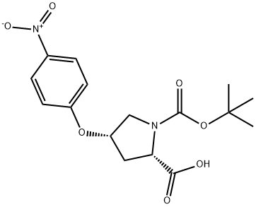 (2S,4S)-1-(TERT-BUTOXYCARBONYL)-4-(4-NITRO-PHENOXY)-2-PYRROLIDINECARBOXYLIC ACID Struktur