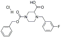 4-(3-FLUORO-BENZYL)-PIPERAZINE-1,3-DICARBOXYLIC ACID 1-BENZYL ESTER HYDROCHLORIDE Struktur