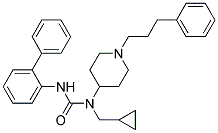 N'-BIPHENYL-2-YL-N-(CYCLOPROPYLMETHYL)-N-[1-(3-PHENYLPROPYL)PIPERIDIN-4-YL]UREA Struktur