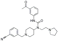 N'-(3-ACETYLPHENYL)-N-[1-(3-CYANOBENZYL)PIPERIDIN-4-YL]-N-(2-PYRROLIDIN-1-YLETHYL)UREA Struktur