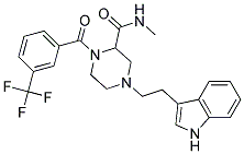 4-[2-(1H-INDOL-3-YL)ETHYL]-N-METHYL-1-[3-(TRIFLUOROMETHYL)BENZOYL]PIPERAZINE-2-CARBOXAMIDE Struktur