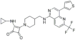 3-(CYCLOPROPYLAMINO)-4-[4-(([8-(3-THIENYL)-2-(TRIFLUOROMETHYL)-1,6-NAPHTHYRIDIN-5-YL]AMINO)METHYL)PIPERIDIN-1-YL]CYCLOBUT-3-ENE-1,2-DIONE Struktur