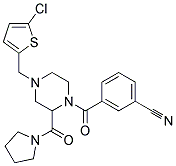 3-([4-[(5-CHLORO-2-THIENYL)METHYL]-2-(PYRROLIDIN-1-YLCARBONYL)PIPERAZIN-1-YL]CARBONYL)BENZONITRILE Struktur