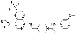 N-(3-METHOXYPHENYL)-4-(([8-(3-THIENYL)-2-(TRIFLUOROMETHYL)-1,6-NAPHTHYRIDIN-5-YL]AMINO)METHYL)PIPERIDINE-1-CARBOXAMIDE Struktur