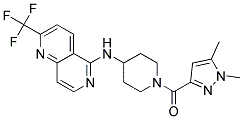 N-(1-[(1,5-DIMETHYL-1H-PYRAZOL-3-YL)CARBONYL]PIPERIDIN-4-YL)-2-(TRIFLUOROMETHYL)-1,6-NAPHTHYRIDIN-5-AMINE Struktur