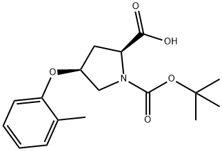 (2S,4S)-1-(TERT-BUTOXYCARBONYL)-4-(2-METHYL-PHENOXY)-2-PYRROLIDINECARBOXYLIC ACID Struktur