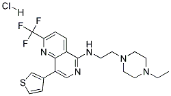 N-[2-(4-ETHYLPIPERAZIN-1-YL)ETHYL]-8-(3-THIENYL)-2-(TRIFLUOROMETHYL)-1,6-NAPHTHYRIDIN-5-AMINE HYDROCHLORIDE Struktur