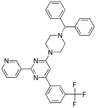 4-(4-BENZHYDRYL-PIPERAZIN-1-YL)-2-PYRIDIN-3-YL-6-(3-TRIFLUOROMETHYL-PHENYL)-PYRIMIDINE Struktur