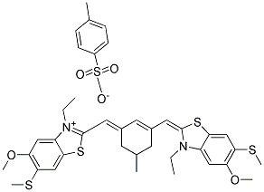 3-ETHYL-2-[(3-([3-ETHYL-5-METHOXY-6-(METHYLSULFANYL)-1,3-BENZOTHIAZOL-2(3H)-YLIDENE]METHYL)-5-METHYL-2-CYCLOHEXEN-1-YLIDENE)METHYL]-5-METHOXY-6-(METHYLSULFANYL)-1,3-BENZOTHIAZOL-3-IUM 4-METHYLBENZENESULFONATE Struktur