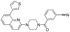 3-((4-[8-(3-THIENYL)QUINOLIN-2-YL]PIPERAZIN-1-YL)CARBONYL)BENZONITRILE Struktur