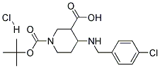 4-(4-CHLORO-BENZYLAMINO)-PIPERIDINE-1,3-DICARBOXYLIC ACID 1-TERT-BUTYL ESTER HYDROCHLORIDE Struktur