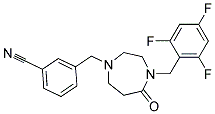 3-([5-OXO-4-(2,4,6-TRIFLUOROBENZYL)-1,4-DIAZEPAN-1-YL]METHYL)BENZONITRILE Struktur