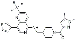 N-((1-[(1,5-DIMETHYL-1H-PYRAZOL-3-YL)CARBONYL]PIPERIDIN-4-YL)METHYL)-8-(3-THIENYL)-2-(TRIFLUOROMETHYL)-1,6-NAPHTHYRIDIN-5-AMINE Struktur