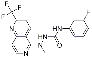 N-(3-FLUOROPHENYL)-2-METHYL-2-[2-(TRIFLUOROMETHYL)-1,6-NAPHTHYRIDIN-5-YL]HYDRAZINECARBOXAMIDE Struktur