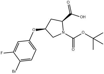 (2S,4S)-4-(4-BROMO-3-FLUOROPHENOXY)-1-(TERT-BUTOXYCARBONYL)-2-PYRROLIDINECARBOXYLIC ACID Struktur