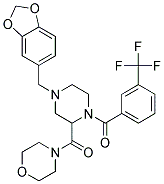 4-((4-(1,3-BENZODIOXOL-5-YLMETHYL)-1-[3-(TRIFLUOROMETHYL)BENZOYL]PIPERAZIN-2-YL)CARBONYL)MORPHOLINE Struktur