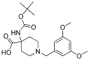 4-(TERT-BUTOXYCARBONYLAMINO)-1-(3,5-DIMETHOXYBENZYL)PIPERIDINE-4-CARBOXYLIC ACID Struktur