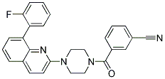 3-((4-[8-(2-FLUOROPHENYL)QUINOLIN-2-YL]PIPERAZIN-1-YL)CARBONYL)BENZONITRILE Struktur