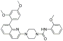 4-[8-(2,4-DIMETHOXYPHENYL)QUINOLIN-2-YL]-N-(2-METHOXYPHENYL)PIPERAZINE-1-CARBOXAMIDE Struktur